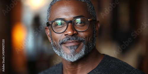 Portrait of an attractive dark-skinned man wearing glasses