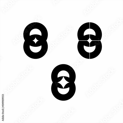 Vintage number 8 logo set design.