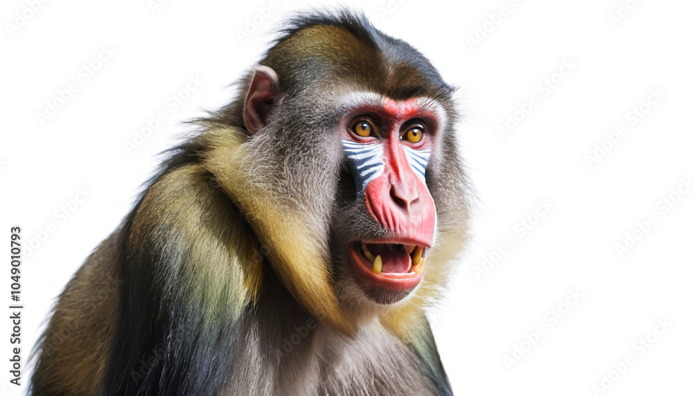 Obraz premium Mandrill on white background isolated