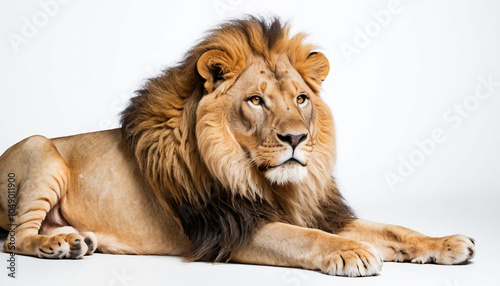 Lion on white background isolated photo