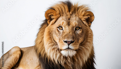 Lion on white background isolated photo