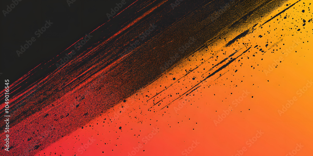 abstract dynamic orange and black background. grunge background with texture of particles and spots. orange gradient