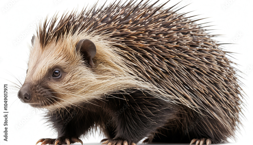 Fototapeta premium Porcupine on white background isolated