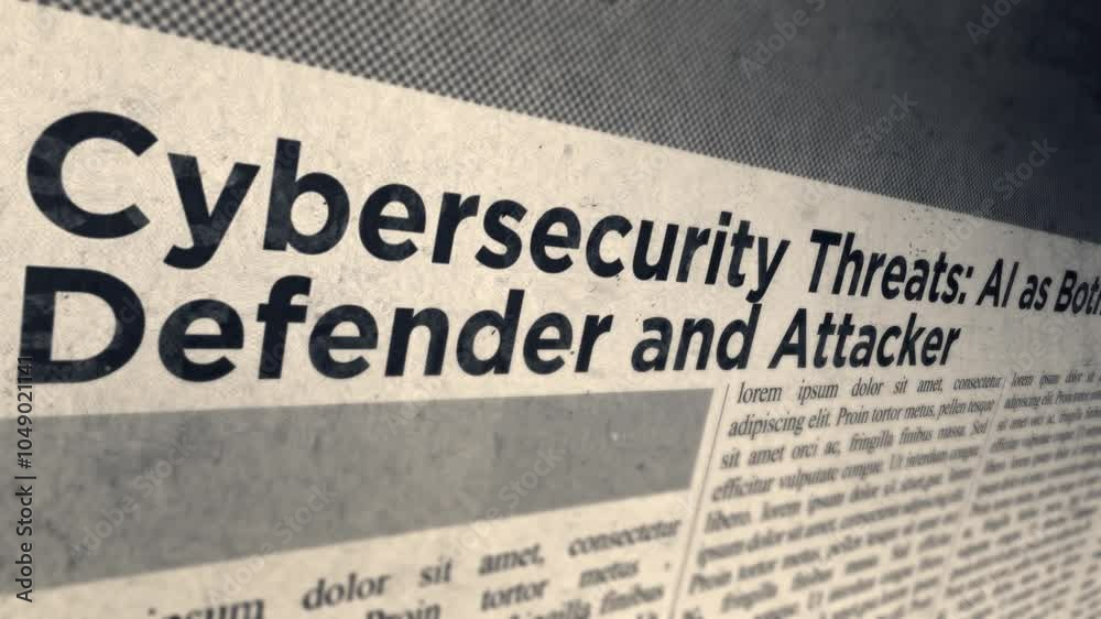 Cybersecurity Threats AI as Both Defender and Attacker Title on Newspaper headline Style 02 Cybersecurity Threats AI as Both Defender and Attacker Title on Newspaper headline Style 02