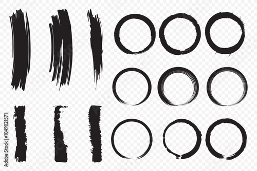 set of grunge black paint, ink brush strokes. brush collection isolated on white background. Trendy brush stroke for black ink paint,grunge backdrop, dirt banner,watercolor design and dirty texture.