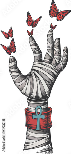 mummy hand reaching skyward