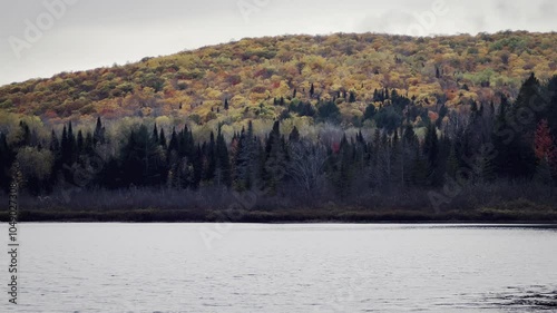 Autumn Mountain by Calm Lake in 4K