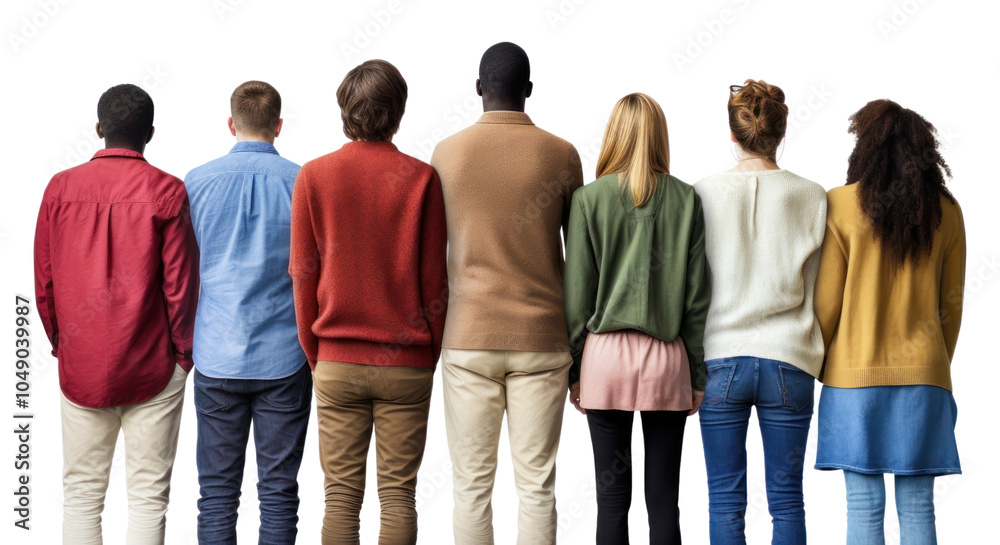 Obraz premium PNG Diverse group of 5 people person back background.