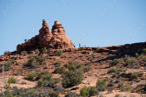 red iron-oxide rock formations in Utah USA photo