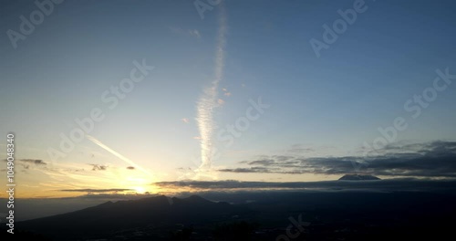 Comet Tsuchinshan-ATLAS, Sunset before the comet can be seen 01, 30x Speed, Hakone Skyline in Japan. 20mm Lens, 4K, ProRES, 422, HQ, 29.97fps, Movie. photo