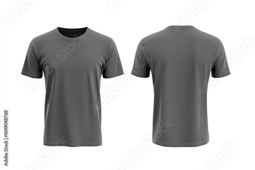 Blank Short sleeve t shirt mockup, grey T-shirts front and back view, used as design template isolated on white background.generative ai