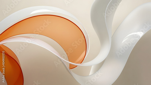 Ethereal Wavy Glass Shapes - Modern Technology Abstract Background with Smooth Lines