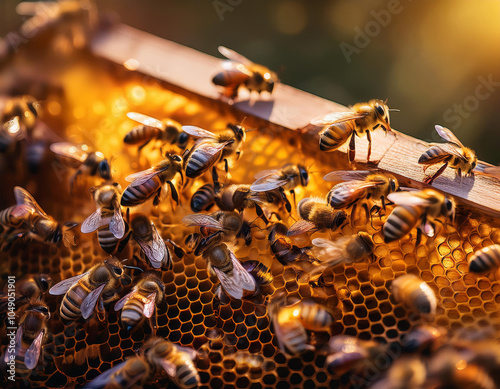 Abeilles en activité sur la ruche