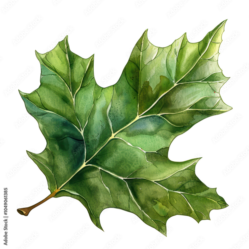 Fototapeta premium PNG Holly leaf illustration watercolor art.