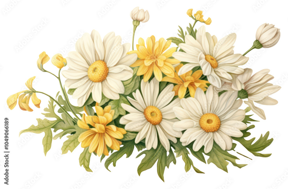 Obraz premium PNG Daisy bouquet painting flower plant.