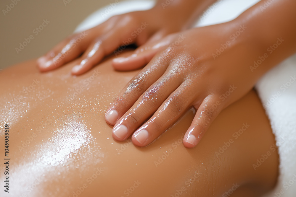 Naklejka premium Relaxing deep tissue massage in a serene spa environment during a sunny afternoon