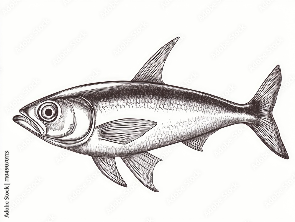 Fototapeta premium Fish with a black and white pattern on its body. The fish is swimming in the water