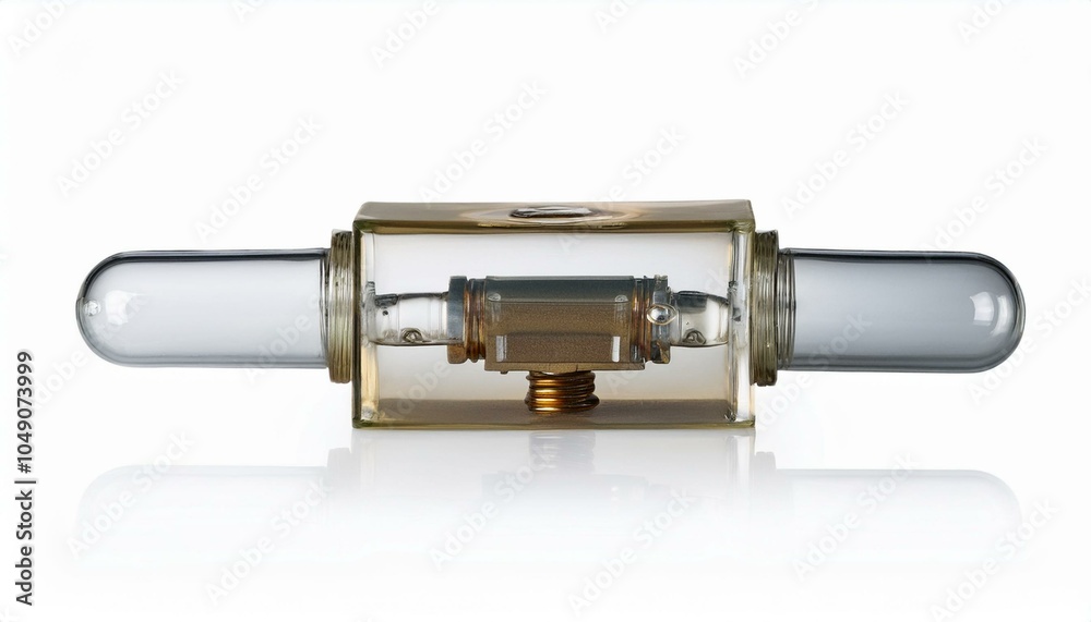 Fototapeta premium Close-up of a glass tube with metal component