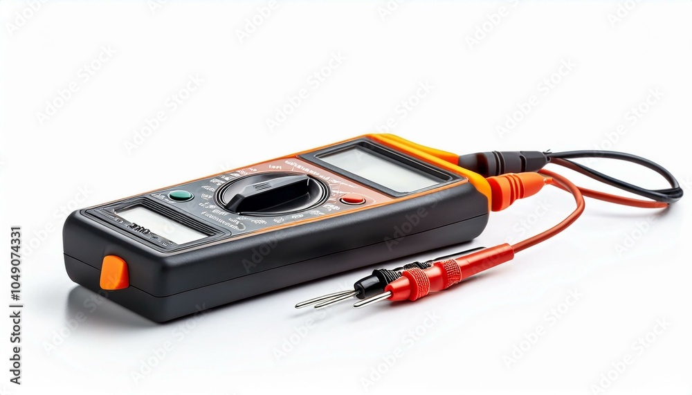 Black multimeter with probes Black multimeter with probes