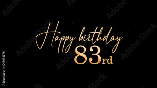 Happy 83rd birthday banner with gold particles and alpha channel, birthday, eighty three years photo