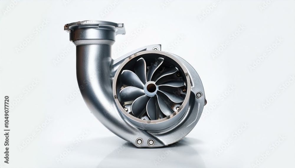 Silver turbocharger with blades Silver turbocharger with blades