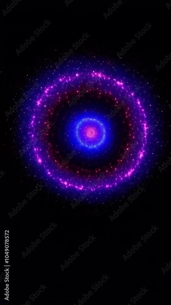 Vertical video of RGB neon spiral galaxy on black background, 3D render. Vertical video of RGB neon spiral galaxy on black background, 3D render.