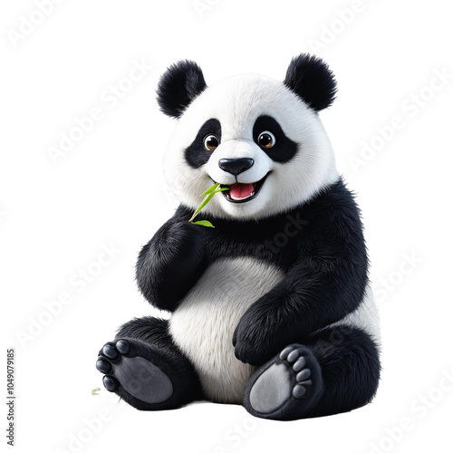 a 3D rendering of a panda bear sitting on a png transparent background