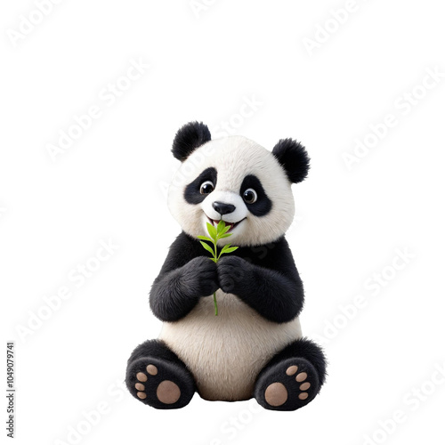 a 3D rendering of a panda bear sitting on a png transparent background