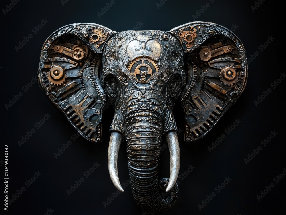 Obraz premium Elephant Head with Gears