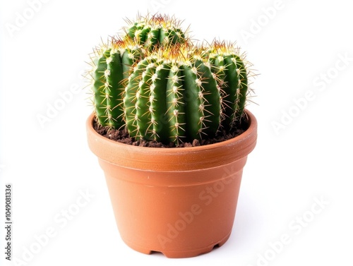 Cactus in Clay Pot on White Surface