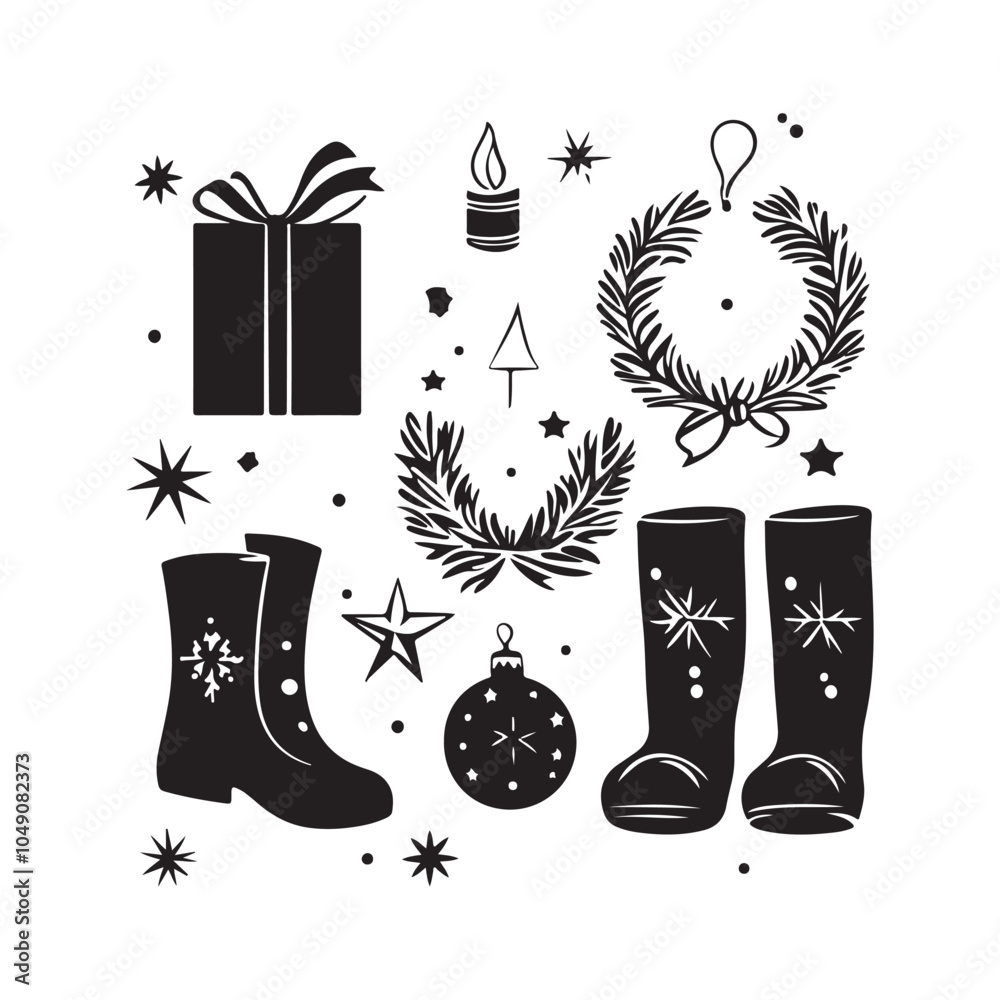 set of christmas icons set of christmas icons