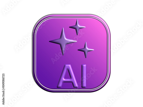 Modern AI generative button. AI is entered by a command prompt to generate ideas. Generatepress button in 3D style for Apps, websites, interfaces. UI UX elements. Vector illustration.