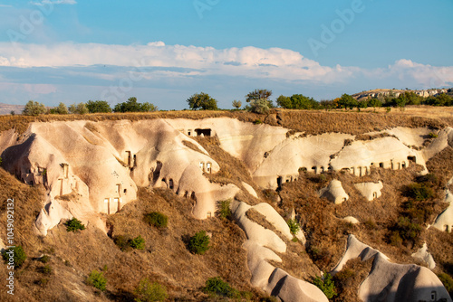 Beautiful views near Uchisar and Nevsehir Cappadocia, beautiful volcanic nature of Kayseri in Turkey