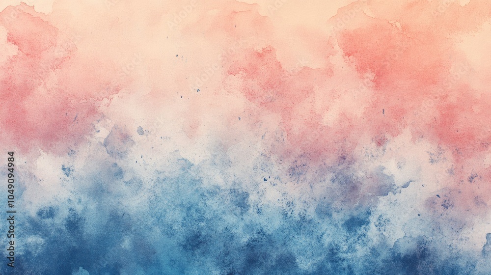 Gentle pastel watercolor washes in shades of pink and blue on a rough textured paper background