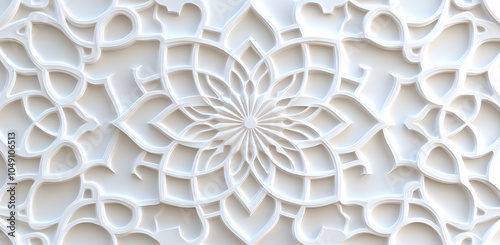 A close up of an Islamic geometric pattern in white