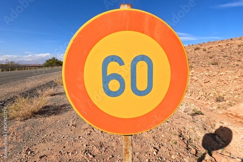 Temporary Speed Limit 60 km Road Sign photo