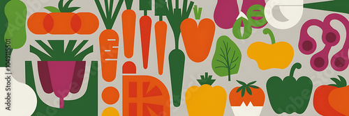 Vibrant orange and green vegetables in a flat design style  perfect for a healthy eating concept   
