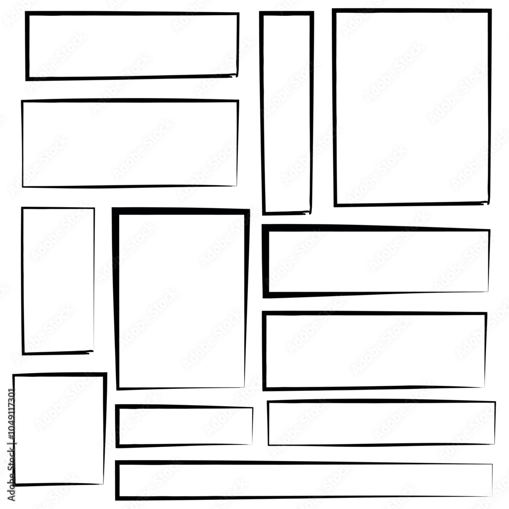 Grunge hand drawn brush stroke frame set Grunge hand drawn brush stroke frame set