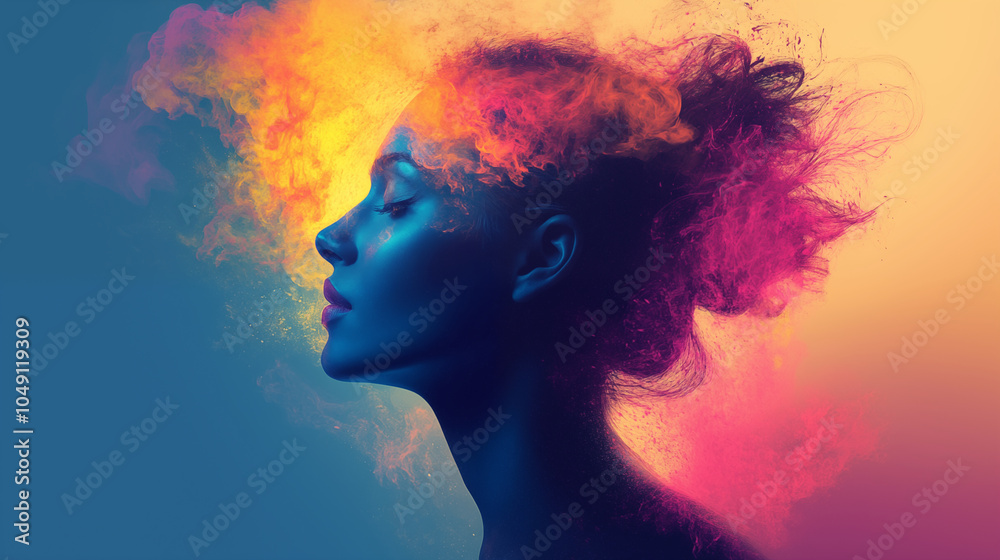 mental clarity, artistic profile of a woman with closed eyes mental clarity, artistic profile of a woman with closed eyes