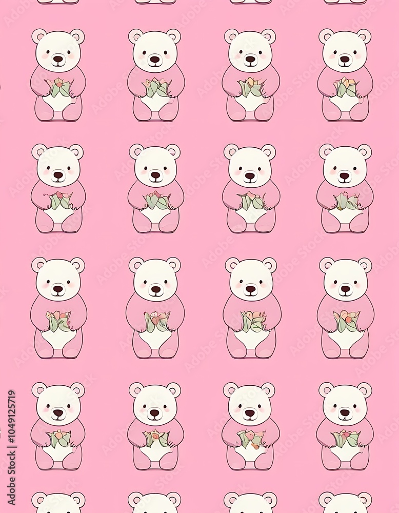 Seamless Pattern of Teddy Bear backdrop graphic child fun cartoon little bear baby bear pattern clothes