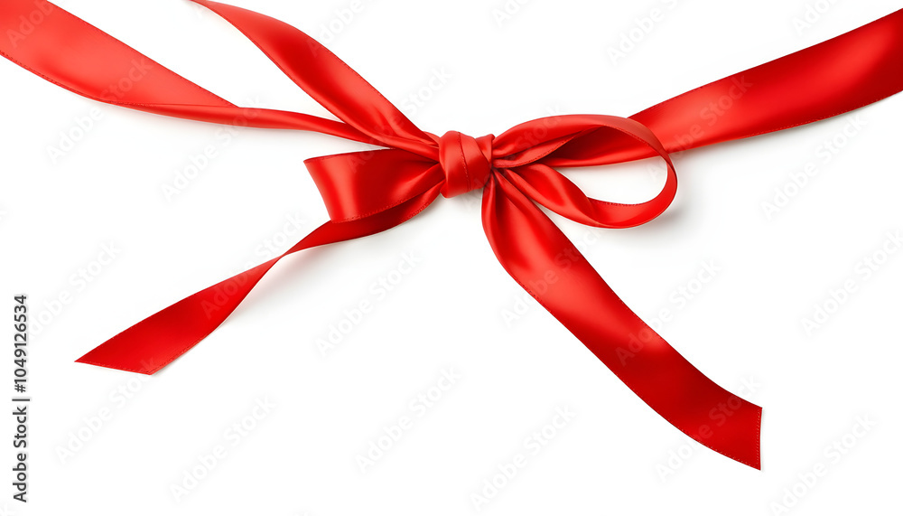 Knotted red silk ribbon in a bow on an isolated background, decor for a gift isolated with white highlights, png Knotted red silk ribbon in a bow on an isolated background, decor for a gift isolated with white highlights, png