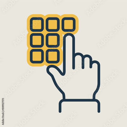 Hand finger entering pin code icon