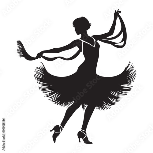 1920s Charleston Dancer silhouette  vector  black color white background 