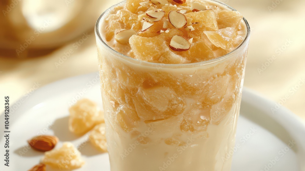 Creamy Rice Pudding with Honey Almond Topping in Glass Dessert Recipe Sweet Snack Delicious Homemade Comfort Food Creamy Texture Rice Dessert Indulgence Creamy Rice Pudding with Honey Almond Topping in Glass Dessert Recipe Sweet Snack Delicious Homemade Comfort Food Creamy Texture Rice Dessert Indulgence