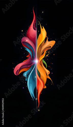 Abstract illustration with duality concept isolated with white highlights, png photo