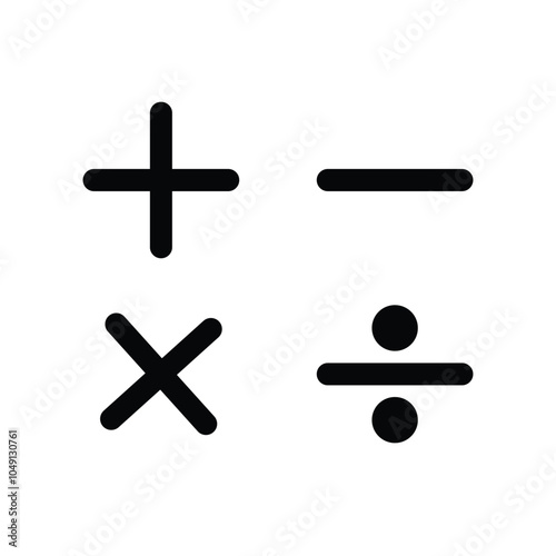 Mathematics symbols/icon for arithmetic operations: plus, minus, multiply, divide, and equal percentage icon, symbol.