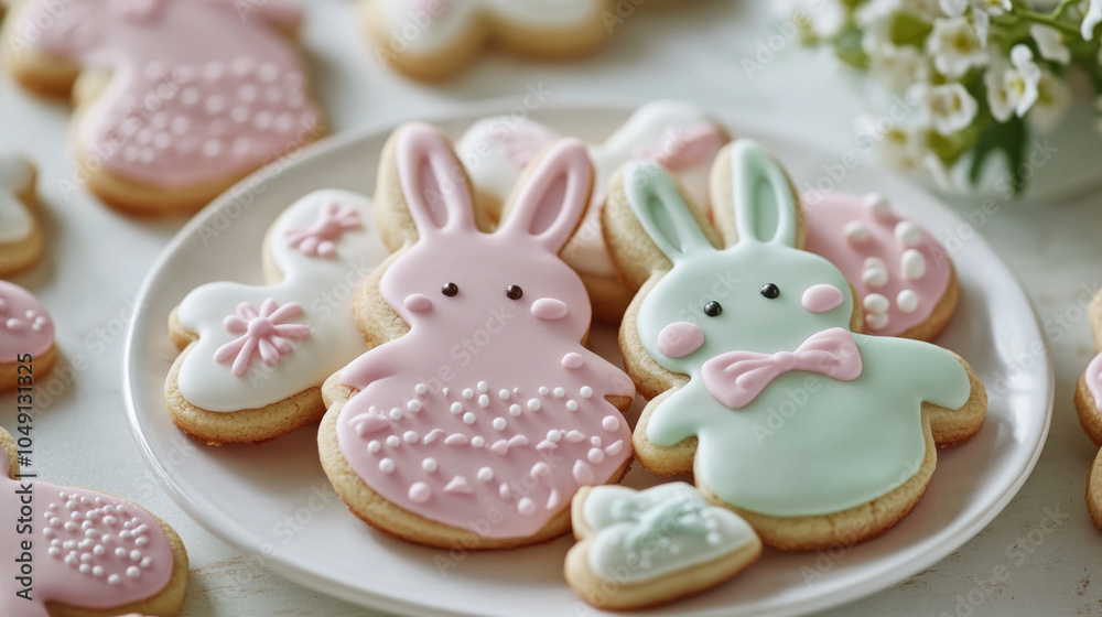 Easter-themed cookies with pastel icing designs ideal for spring celebrations and festive decor