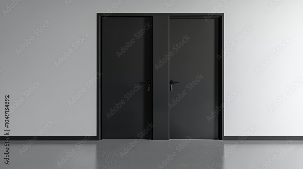 A minimalist anthracite double-leaf door made of plastic, blending modern design with functionality for residential or office spaces. A minimalist anthracite double-leaf door made of plastic, blending modern design with functionality for residential or office spaces.