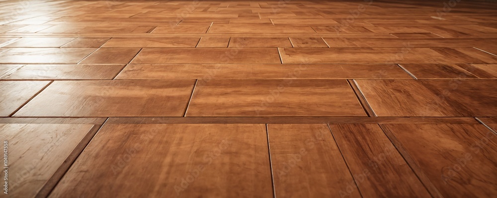 Detailed view of a polished wooden floor showcasing rich textures and colors in a well-lit interior space Detailed view of a polished wooden floor showcasing rich textures and colors in a well-lit interior space