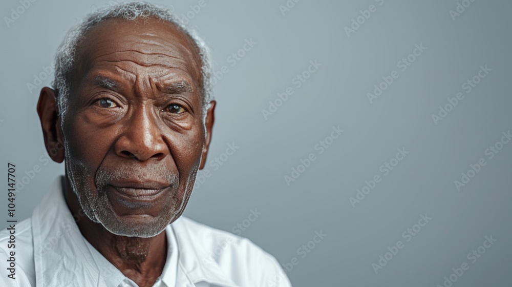An elderly man with a thoughtful expression looks directly at the viewer. His gray hair and beard complement his deep eyes, creating a sense of wisdom and reflection. Copy space An elderly man with a thoughtful expression looks directly at the viewer. His gray hair and beard complement his deep eyes, creating a sense of wisdom and reflection. Copy space